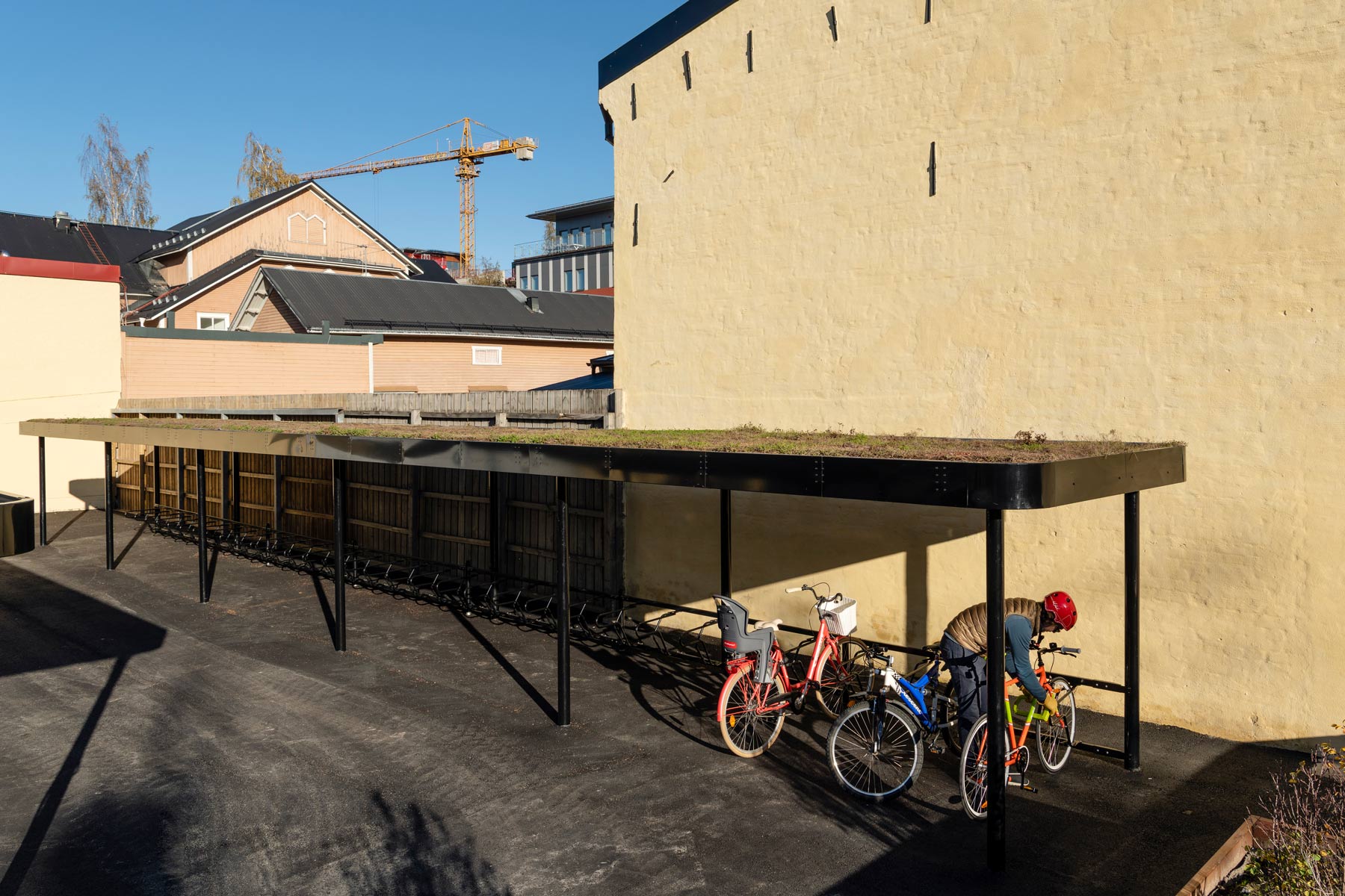 viherkattoinen pyöräkatos