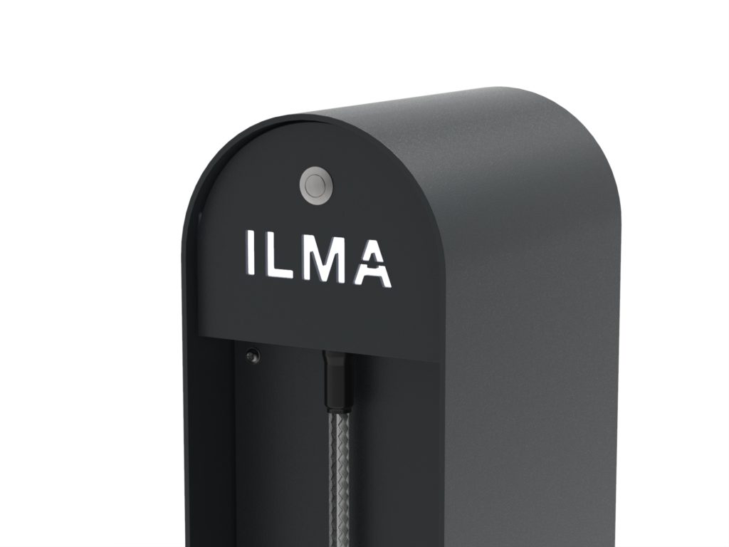 Cyklos WAVE-AIR automaattinen polkupyöränpumppu ja mustalla värityksellä, ILMA tekstillä, detaljikuva