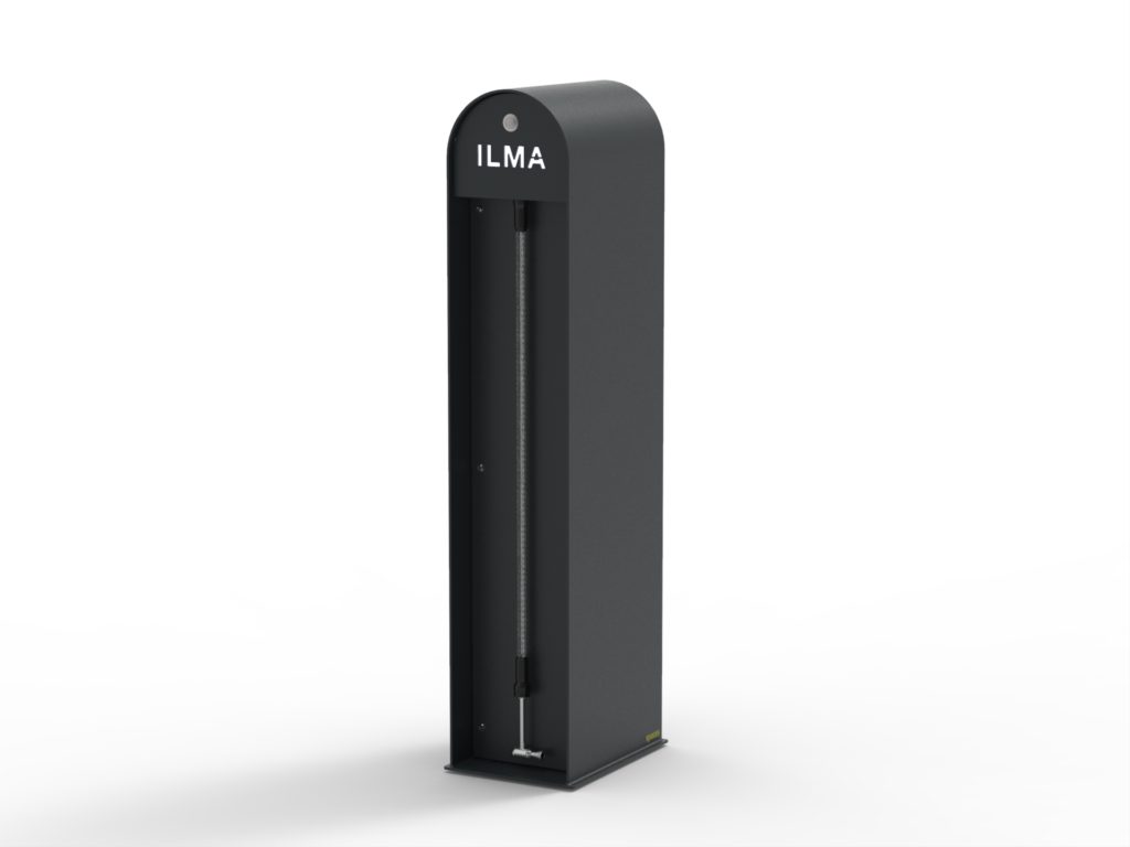 Cyklos WAVE-AIR automaattinen polkupyöränpumppu ja mustalla värityksellä, ILMA tekstillä, sivulta