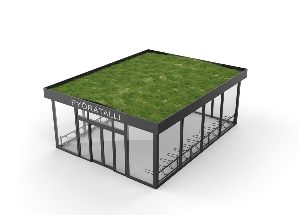 Pyörätalli sekä polkupyörille maksaruohokatolla