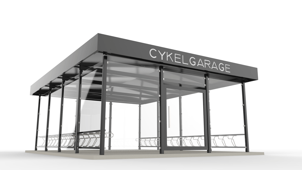 Cyklos LINK Cykelgarage med glasväggar
