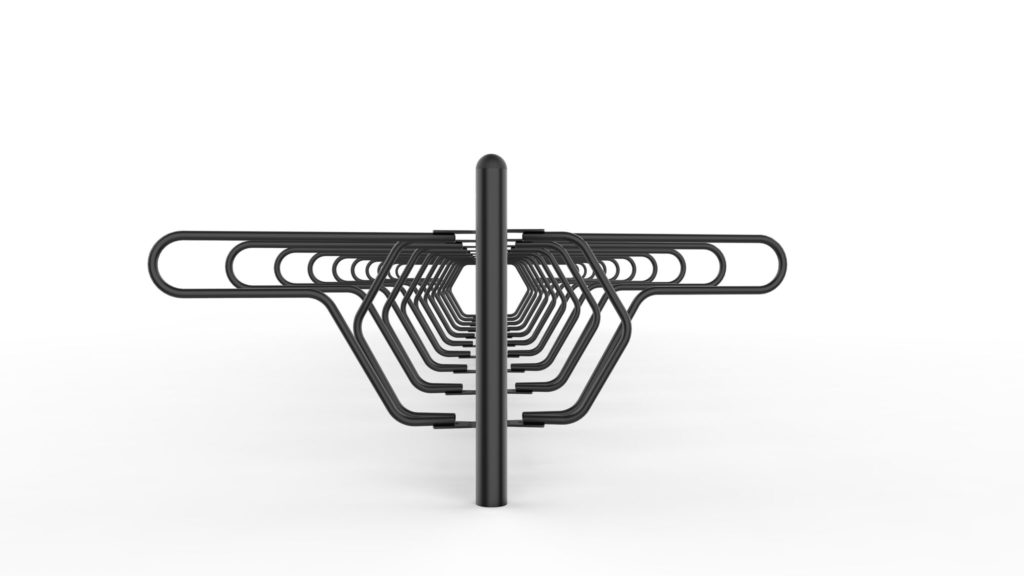 Cykelställ DELTA med ramlåsning från Cyklos i vit bakgrund sett från sidan