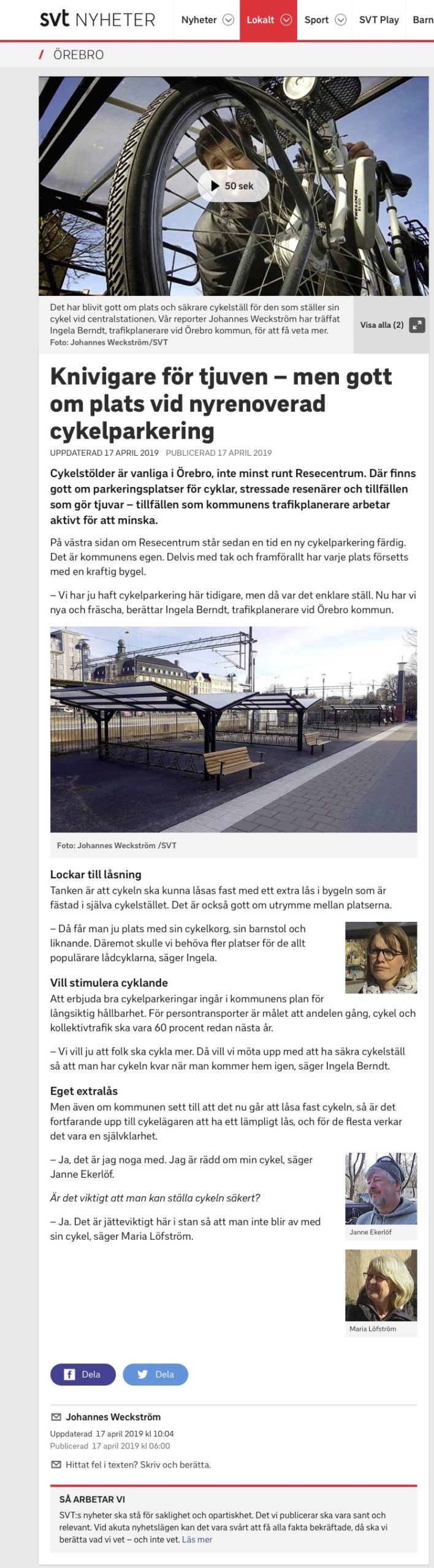 Nyhetsinslag om cykelparkering