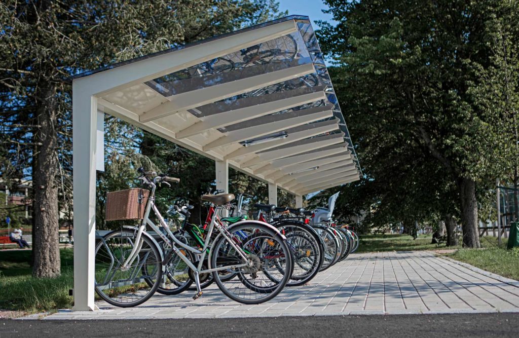 Cykeltak med glastak